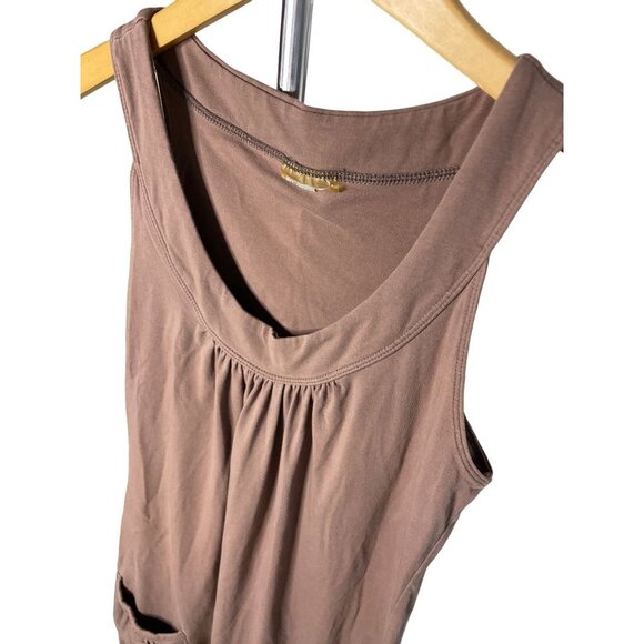 Athleta Brown Sleeveless Scoopneck Knee Length Swing Dress Sz M - Picture 4 of 9